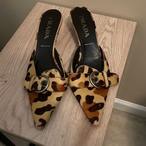 Vintage Prada cow hide low heel slides. PRICE TO MOVE